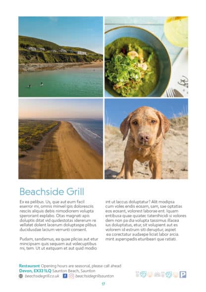 Sample page of The Coastal Cafe Guide book.